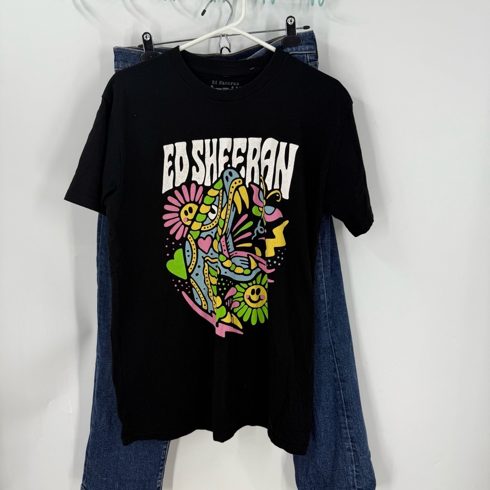 Ed Sheeran MATHEMATICS TOUR Psychedelic Snake Concert Shirt Black T-Shirt M